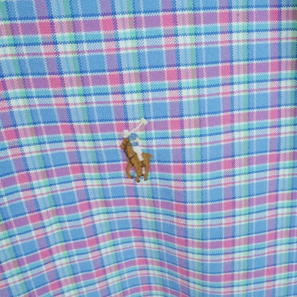 Ralph Lauren 2XLT Button Down Shirt Flesh Pony Long Sleeve Pastel Plaid Preppy - Picture 4 of 6